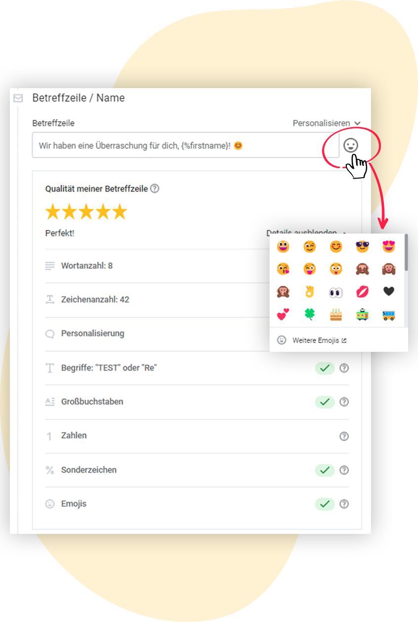 Emojis in die Betreffzeile eines Newsletters einfügen