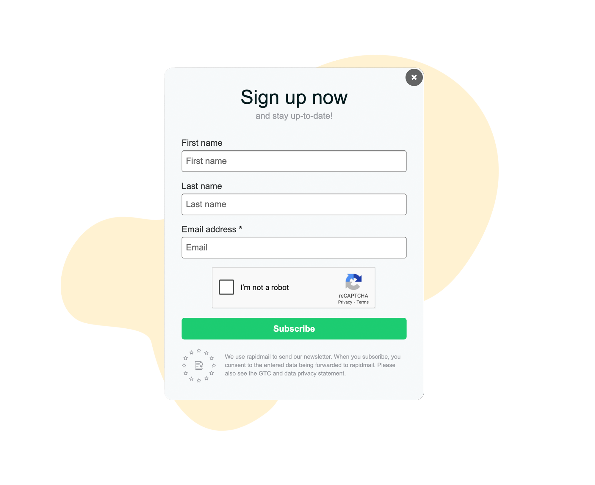 Formulaire d'inscription exemple créé dans une autre langue