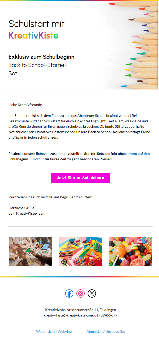 Newsletter Schulstart