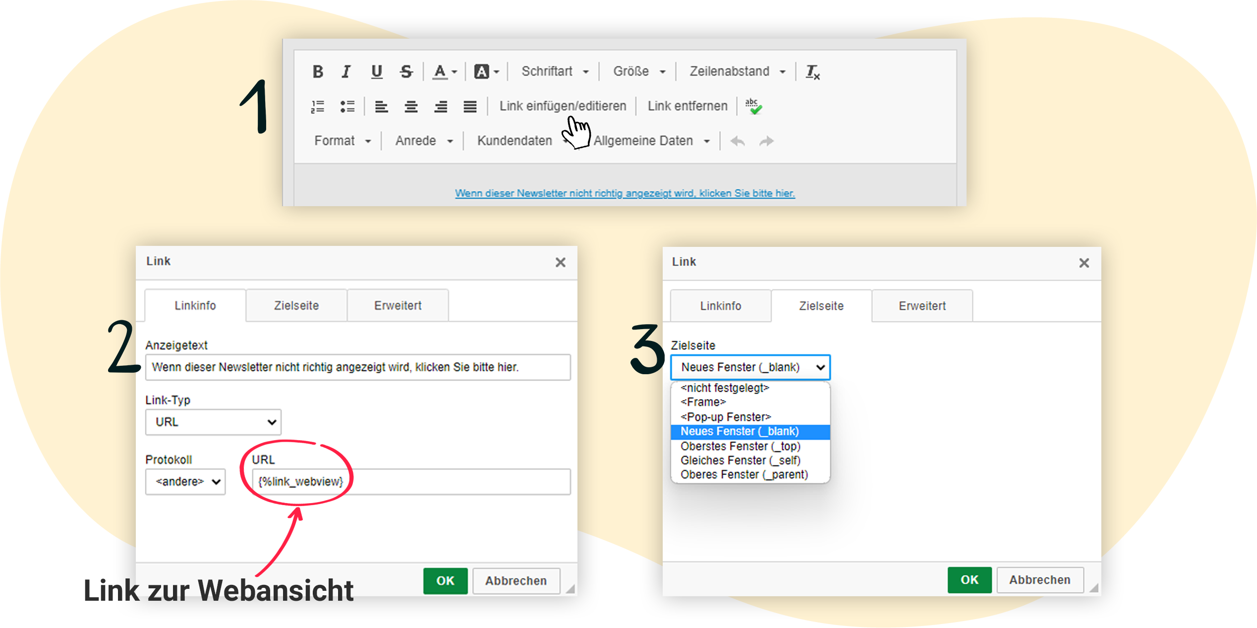 Link zur Webansicht anpassen