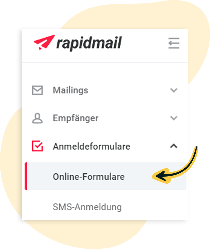 Auswahl des Menüpunktes Online-Formulare, um ein neues Formular anzulegen oder ein bestehendes zu bearbeiten