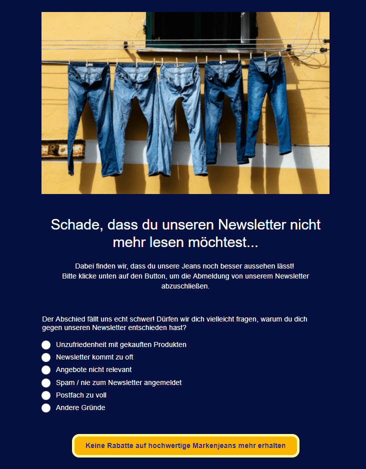 Call-to-Action für Newsletter-Abmeldung