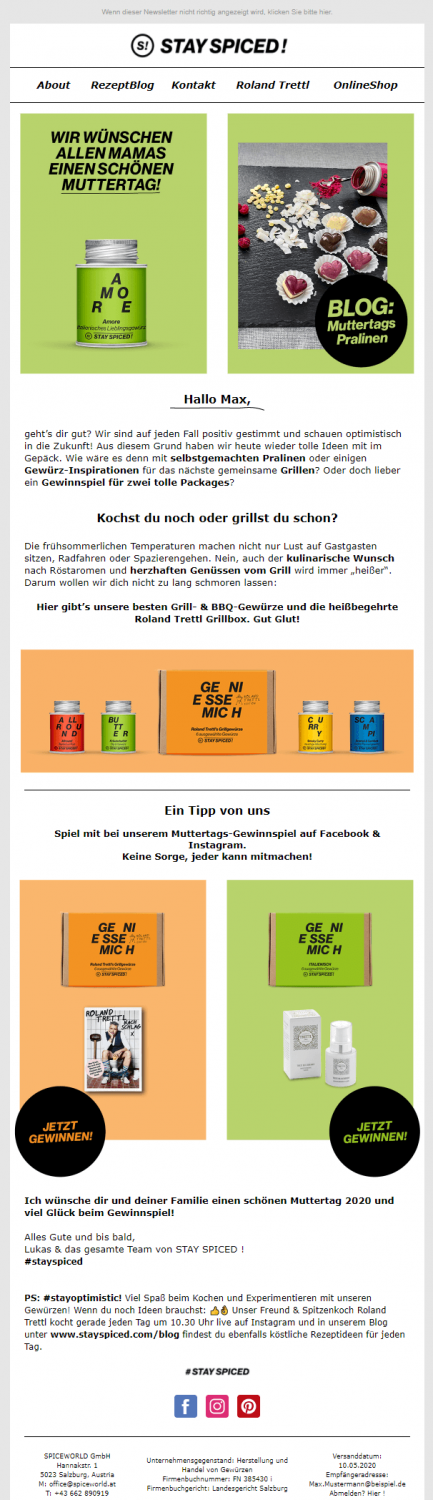 Beispiel für Muttertag-Marketing