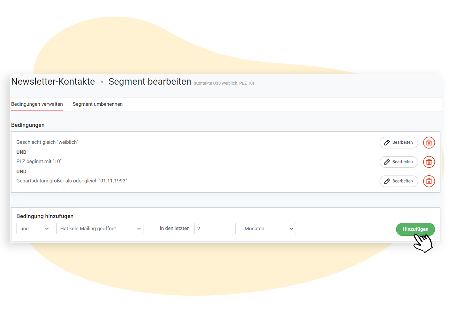 Segment-Bedingungen hinzufügen