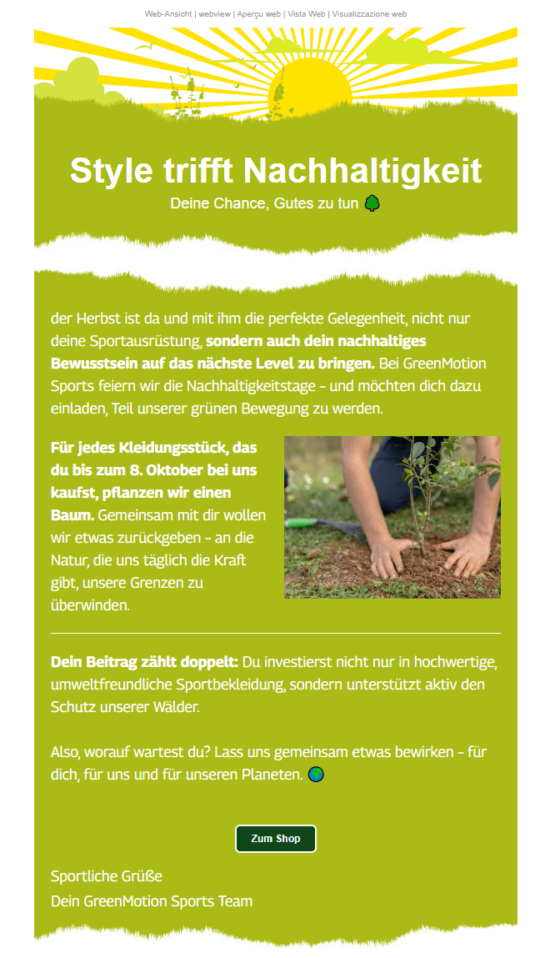 Newsletter-Idee, um Haltung zu zeigen