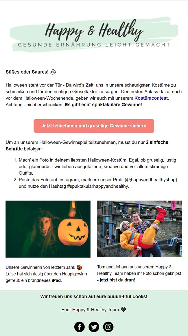 Newsletterbeispiel Gewinnspiel
