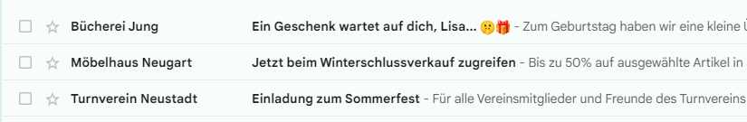Beispiele für Geburtstags-E-Mail-Betreffe mit Emojis