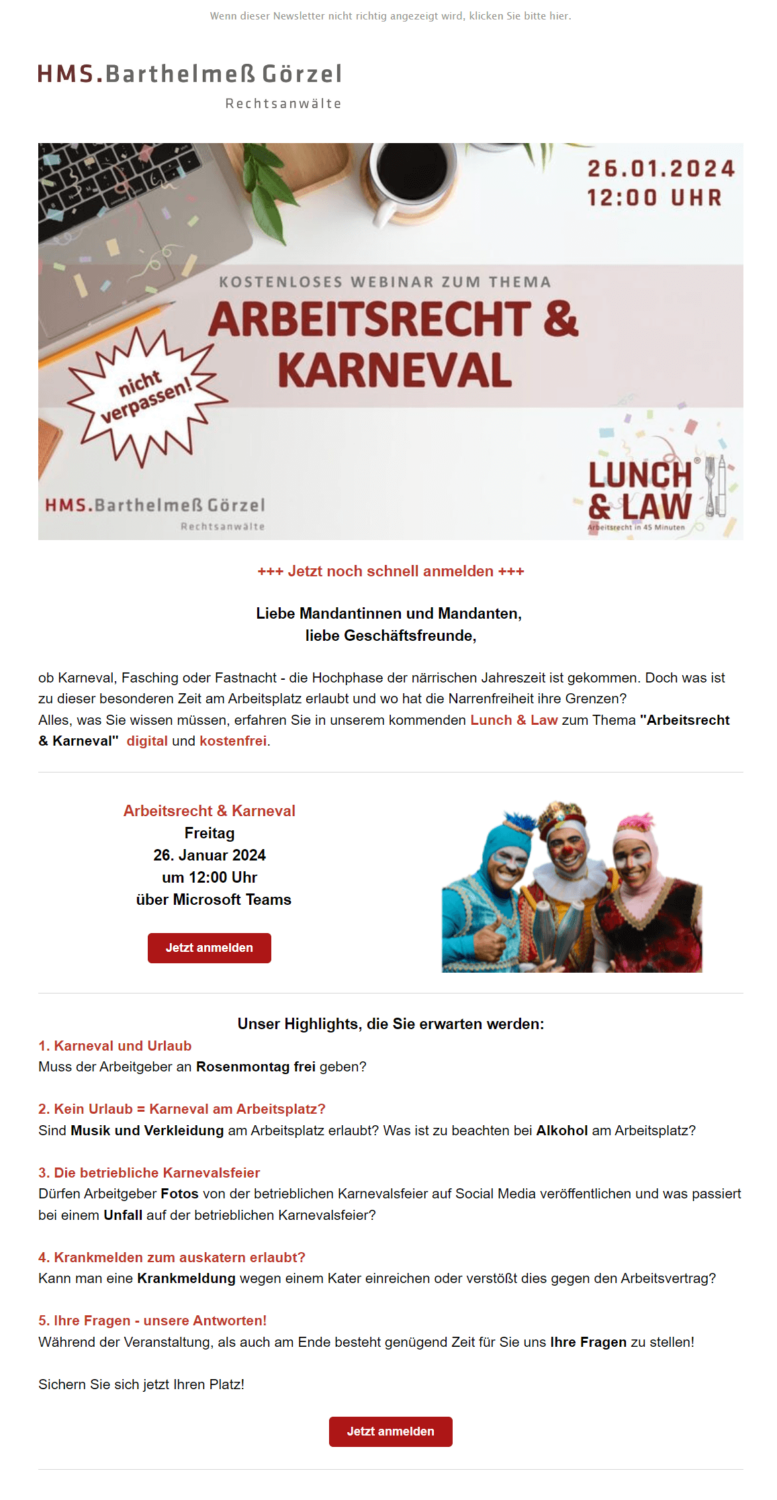 Newsletter-Idee einer Rechtsanwaltskanzlei