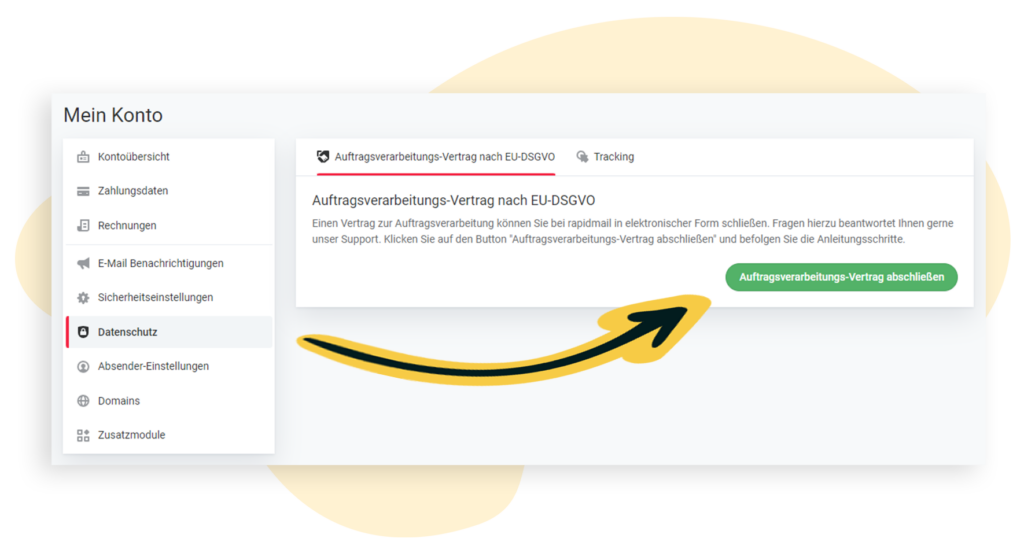 Auftragsverarbeitungs-Vertrag im Kundenkonto abschlieÃen