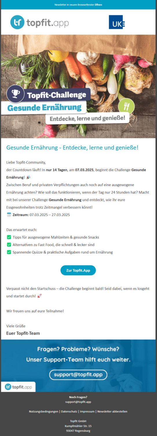 Newsletter-Beispiel, um die Kundenbindung zu stärken