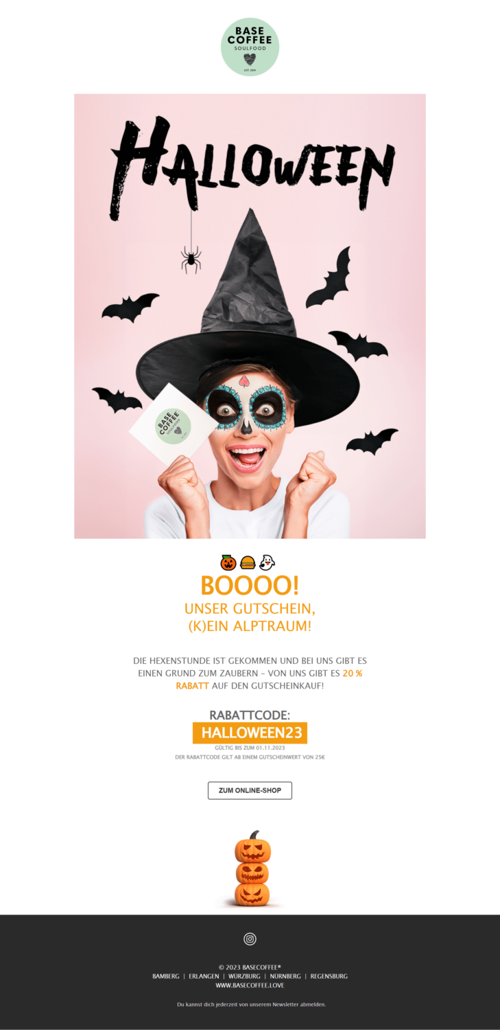 Halloween-Newsletter mit Rabattcode