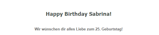 Beispiel Personalisierung in der Geburtstags Email