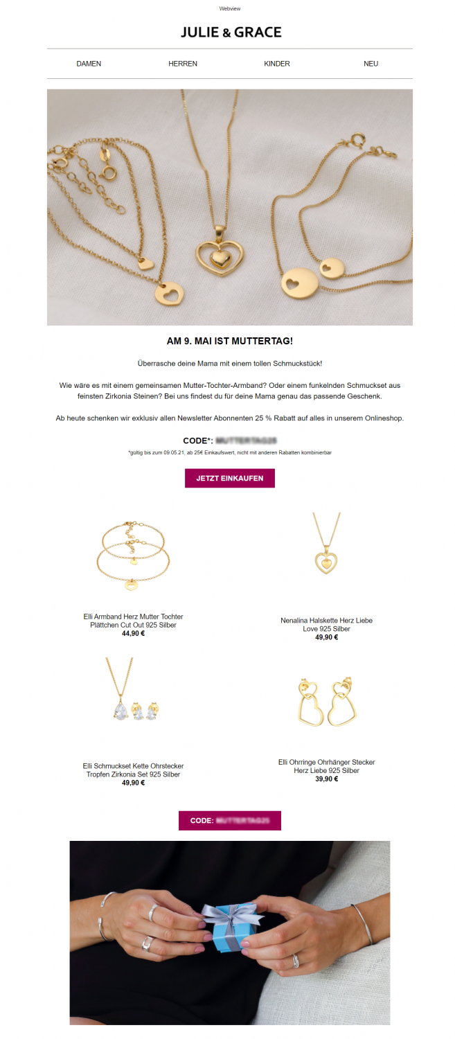 Newsletterbeispiel zum Muttertag