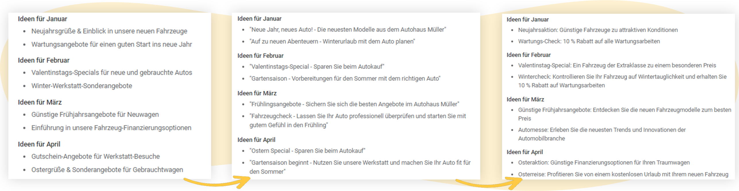 Mehrfach zaubern und verschiedene Vorschläge erhalten