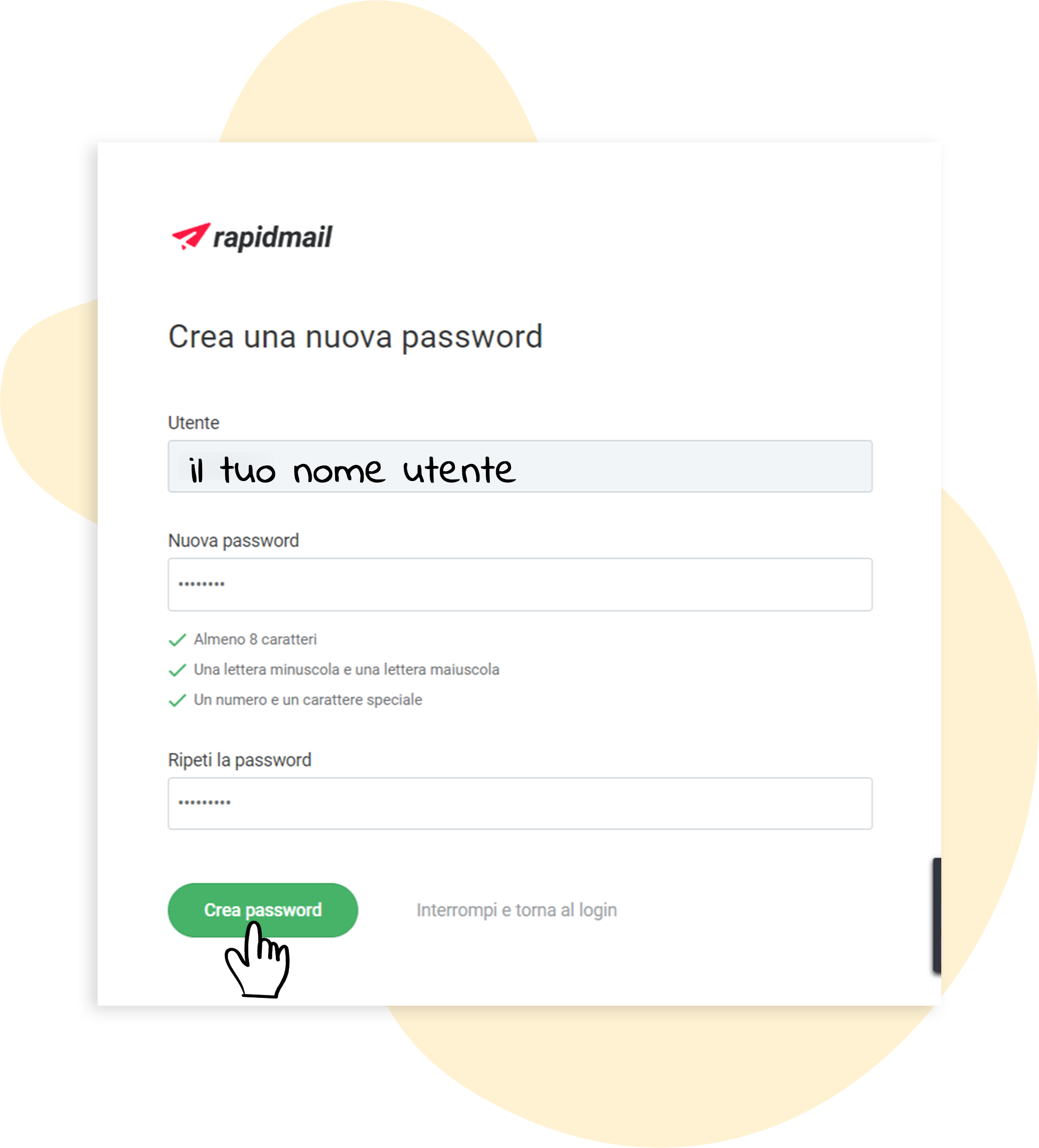 Crea una nuova password