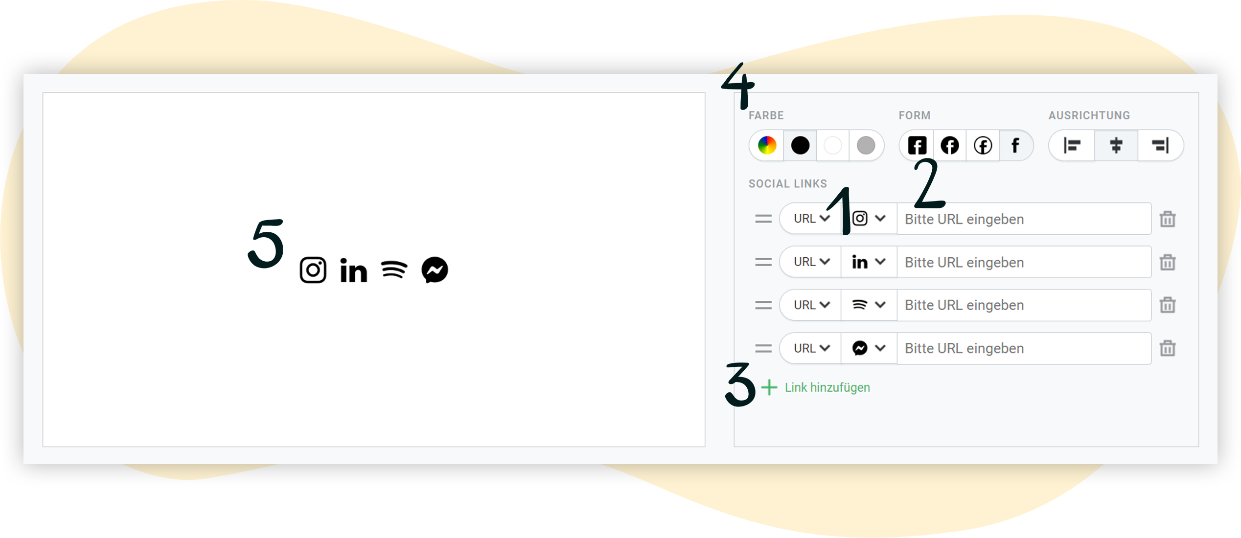 Bearbeitungsmöglichkeiten für Social Icons