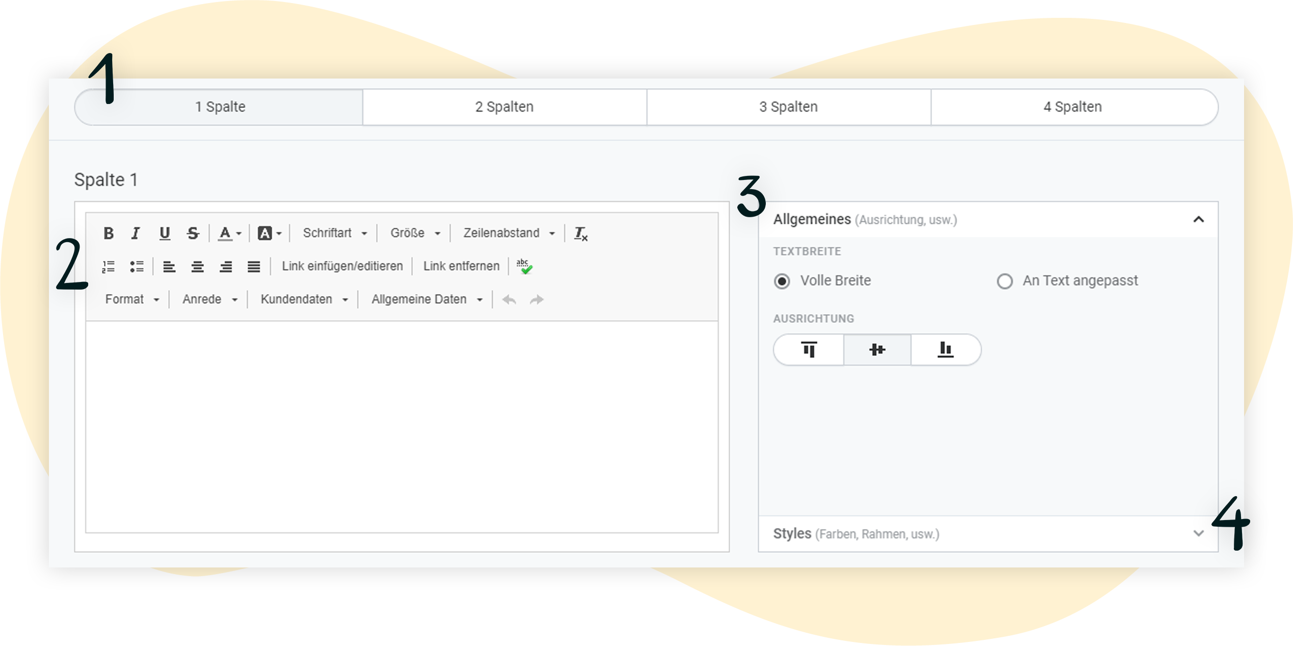 Leeres Text-Element im Mailing-Editor