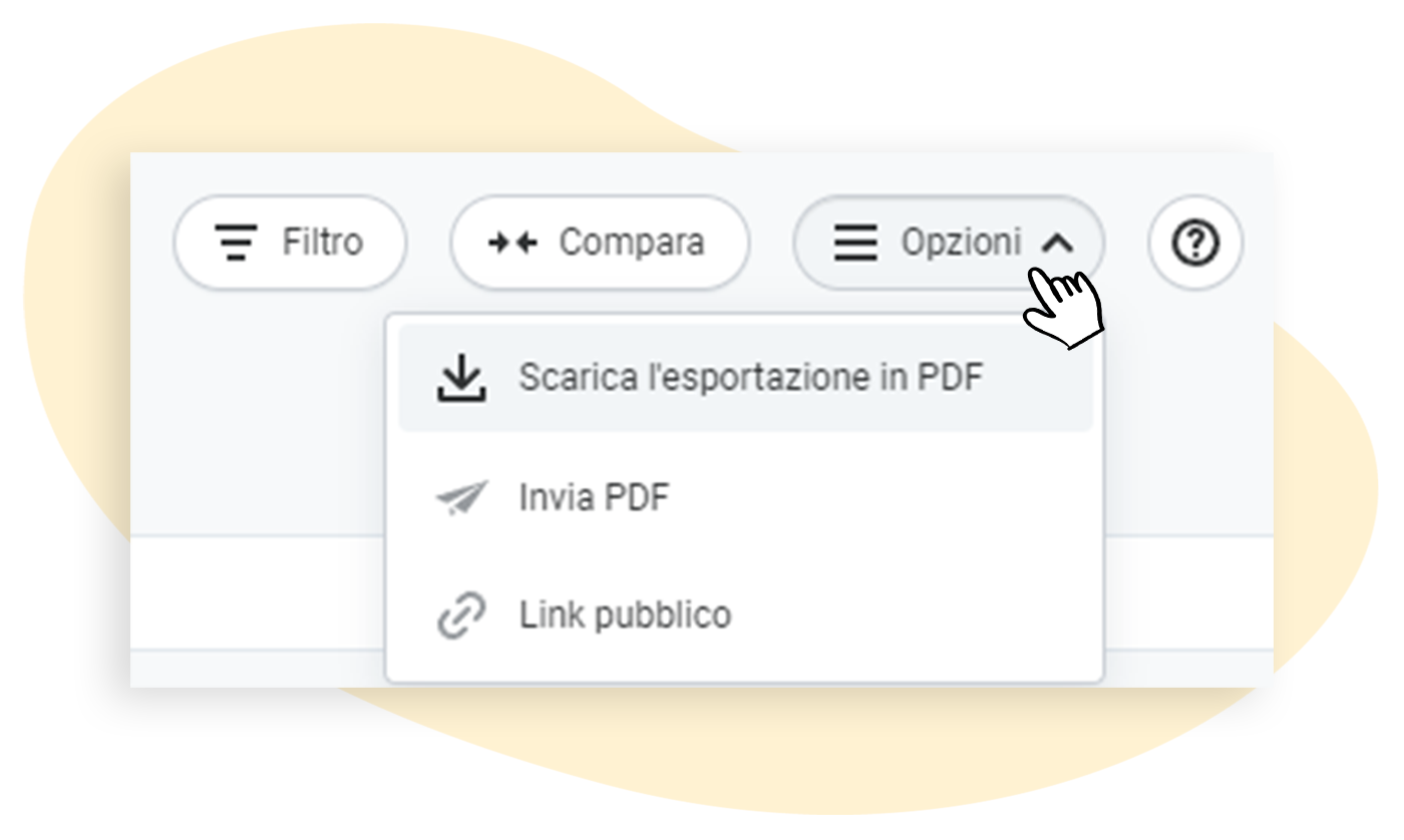 Opzioni per l'esportazione e l'invio delle informazioni raccolte nelle statistiche
