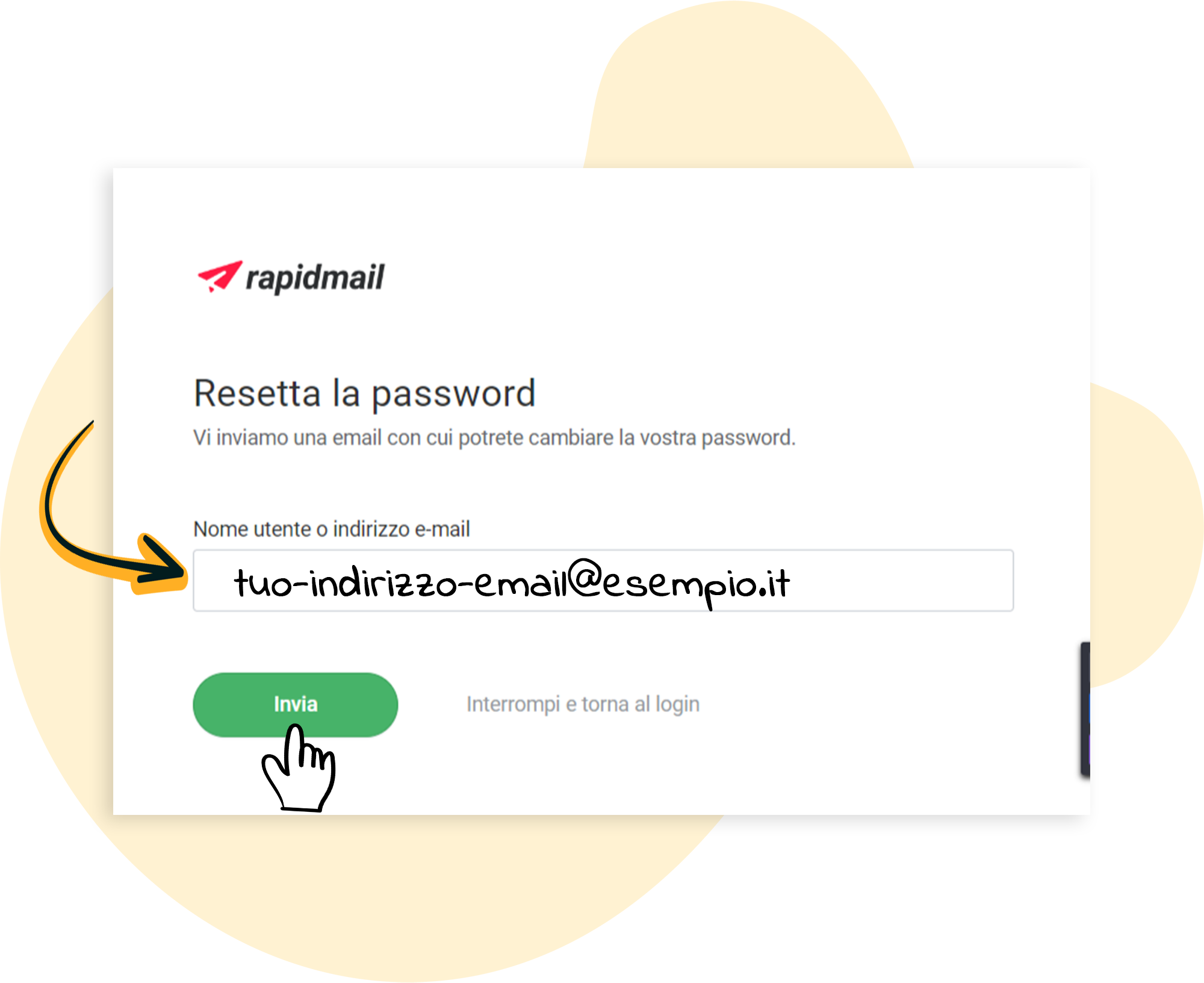 Resetta la password