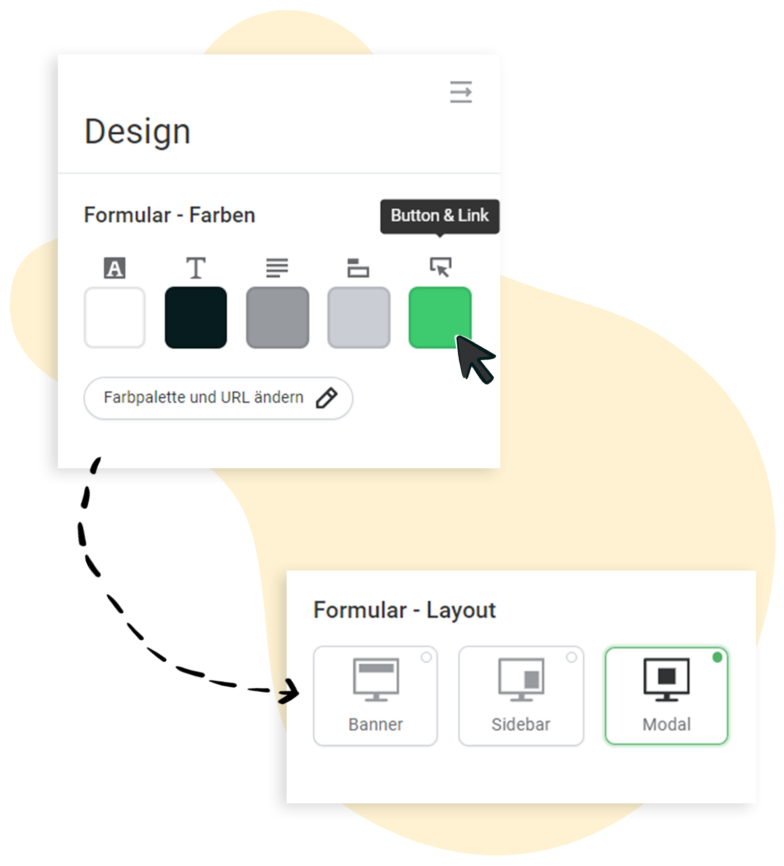 Designeinstellungen im Editor: Einstellen der Formular-Farben und -Layouts