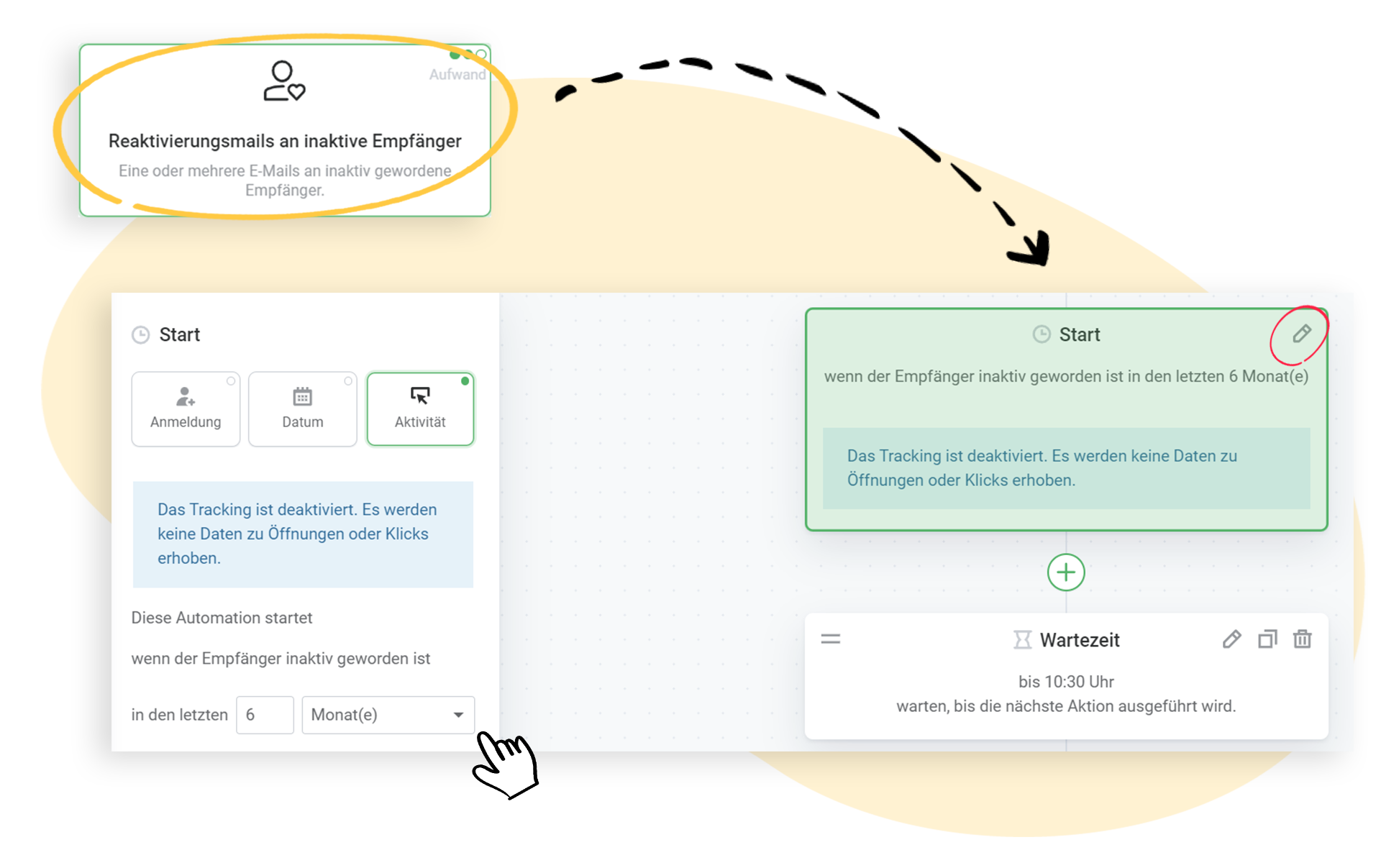 Startbedingung der Reaktivierungsmails in einer Automation bearbeiten