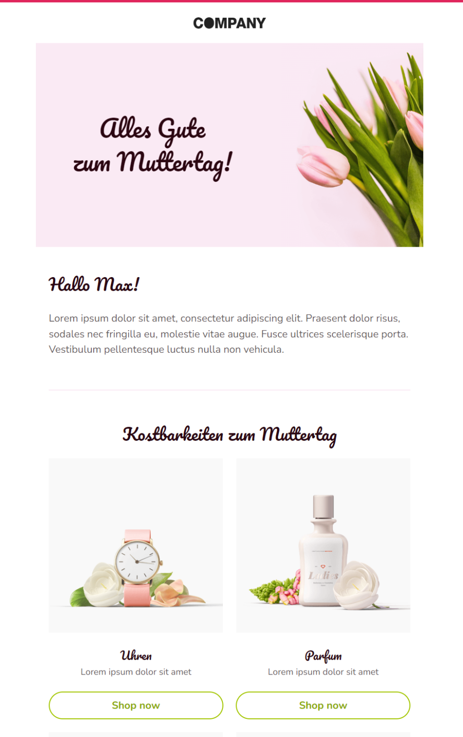 Newsletter-Vorlage Muttertag