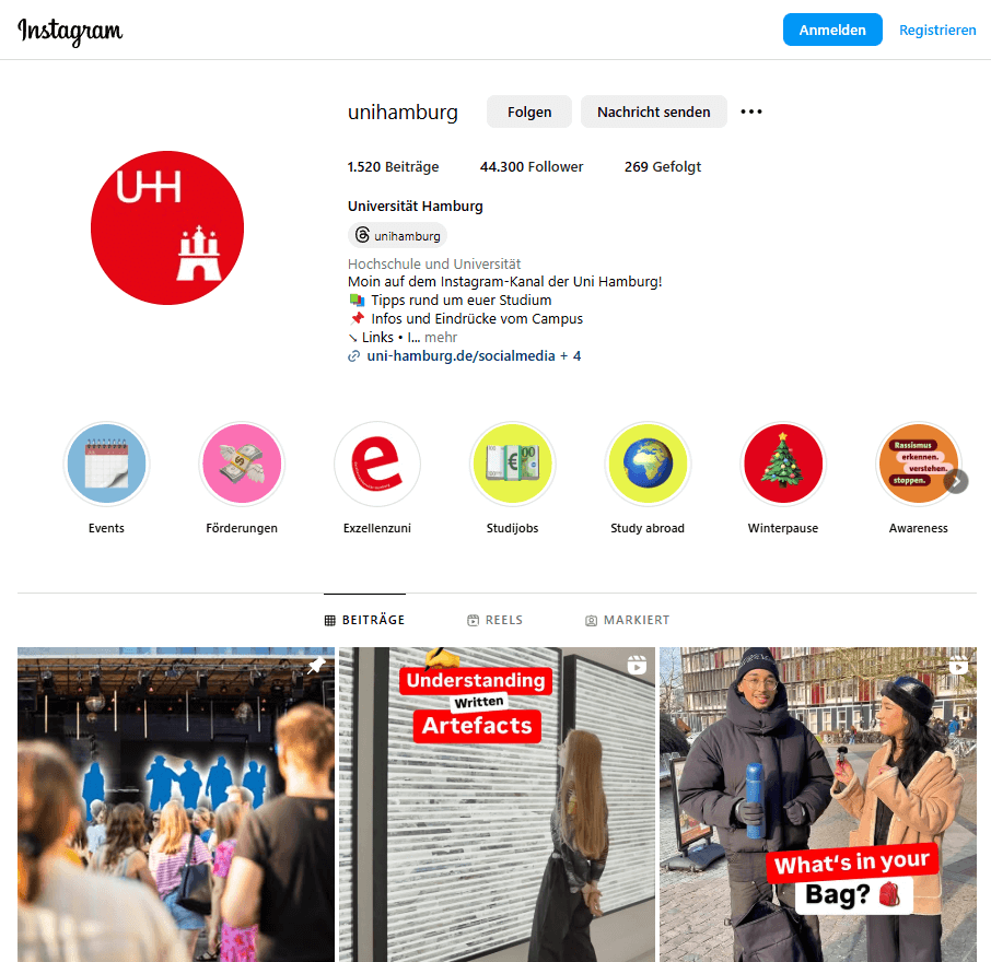 Instagram Uni Hamburg