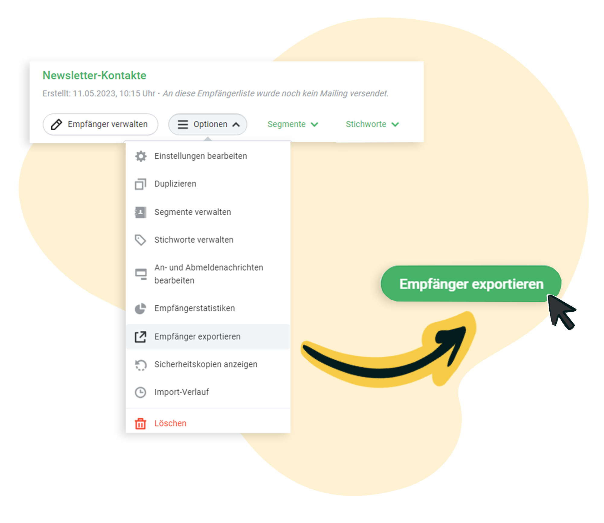Kontakte einer Empfängerliste exportieren