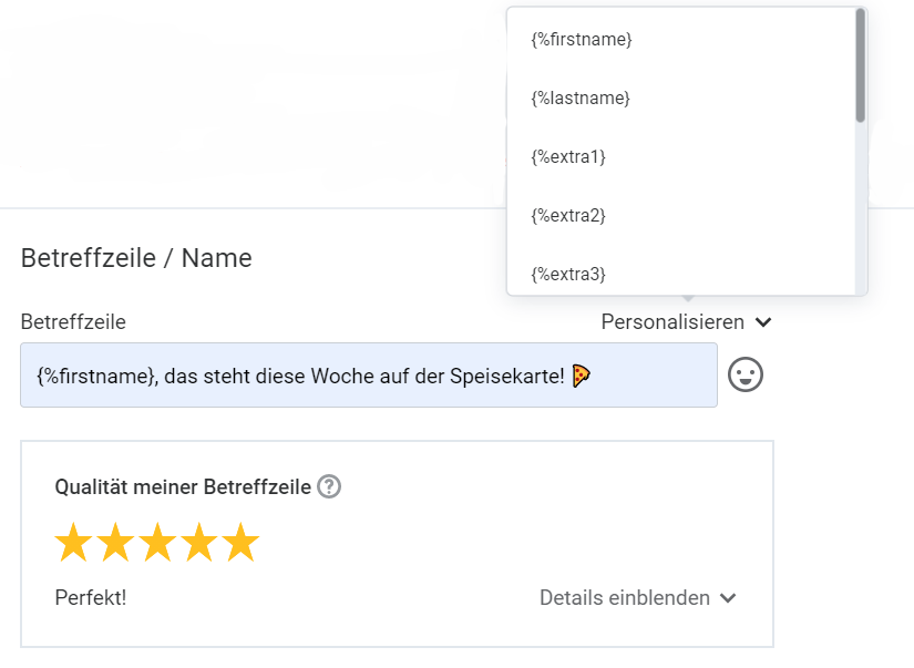 Beispiel Newsletter-Betreffzeile personalisiert