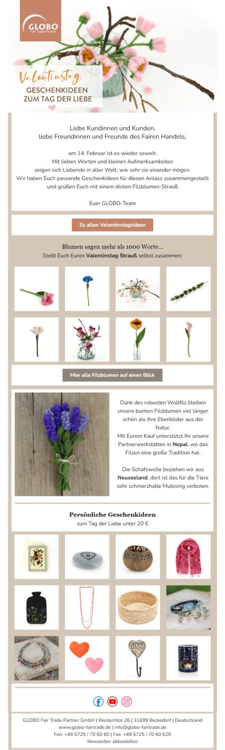 Newsletter-Beispiel GLOBO Fair Trade