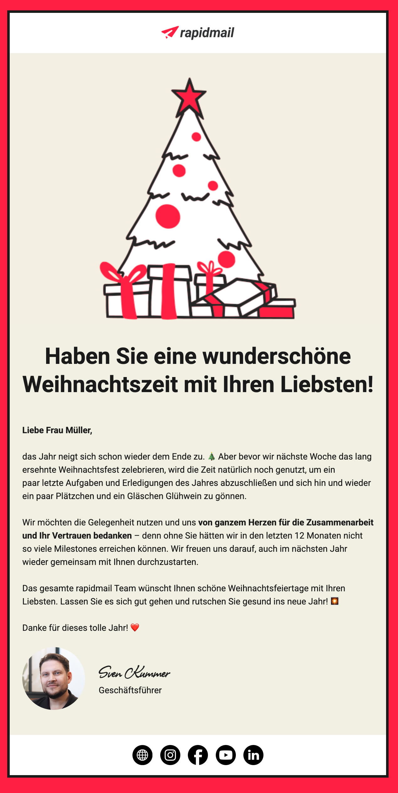 Beispiel für kostenlose Weihnachtsgruß-E-Mail-Vorlage