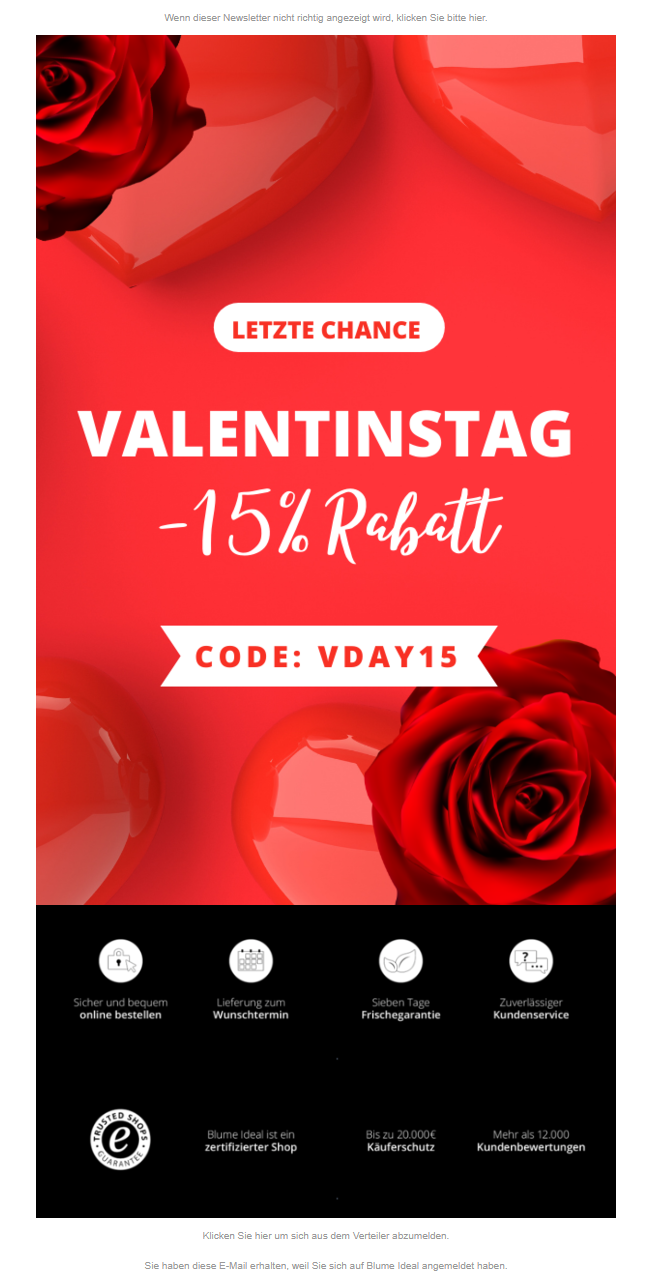 Newsletter-Beispiel Valentinstag Blume Ideal