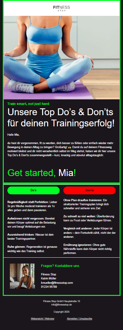 Fitnessstudio Newsletter