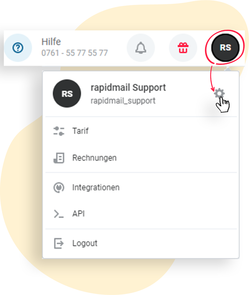 rapidmail Kontoeinstellungen aufrufen