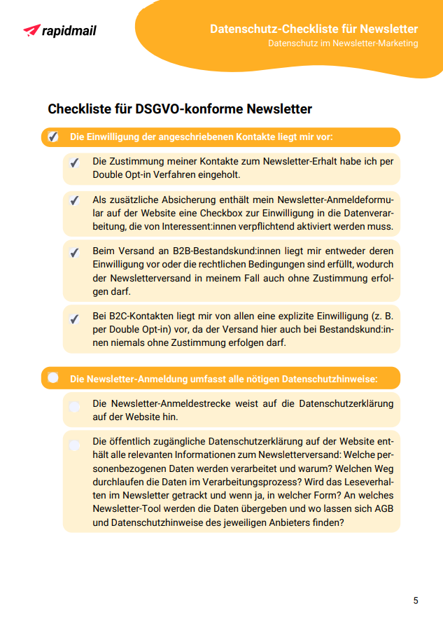 Newsletter-Checkliste Datenschutz