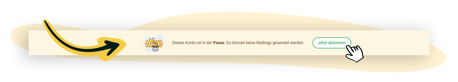 Meldung auf dem Dashboard, um die Pause manuell zu beenden