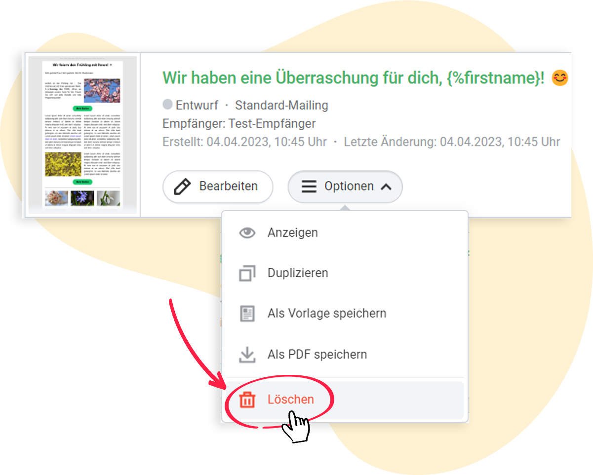Ein Mailing löschen