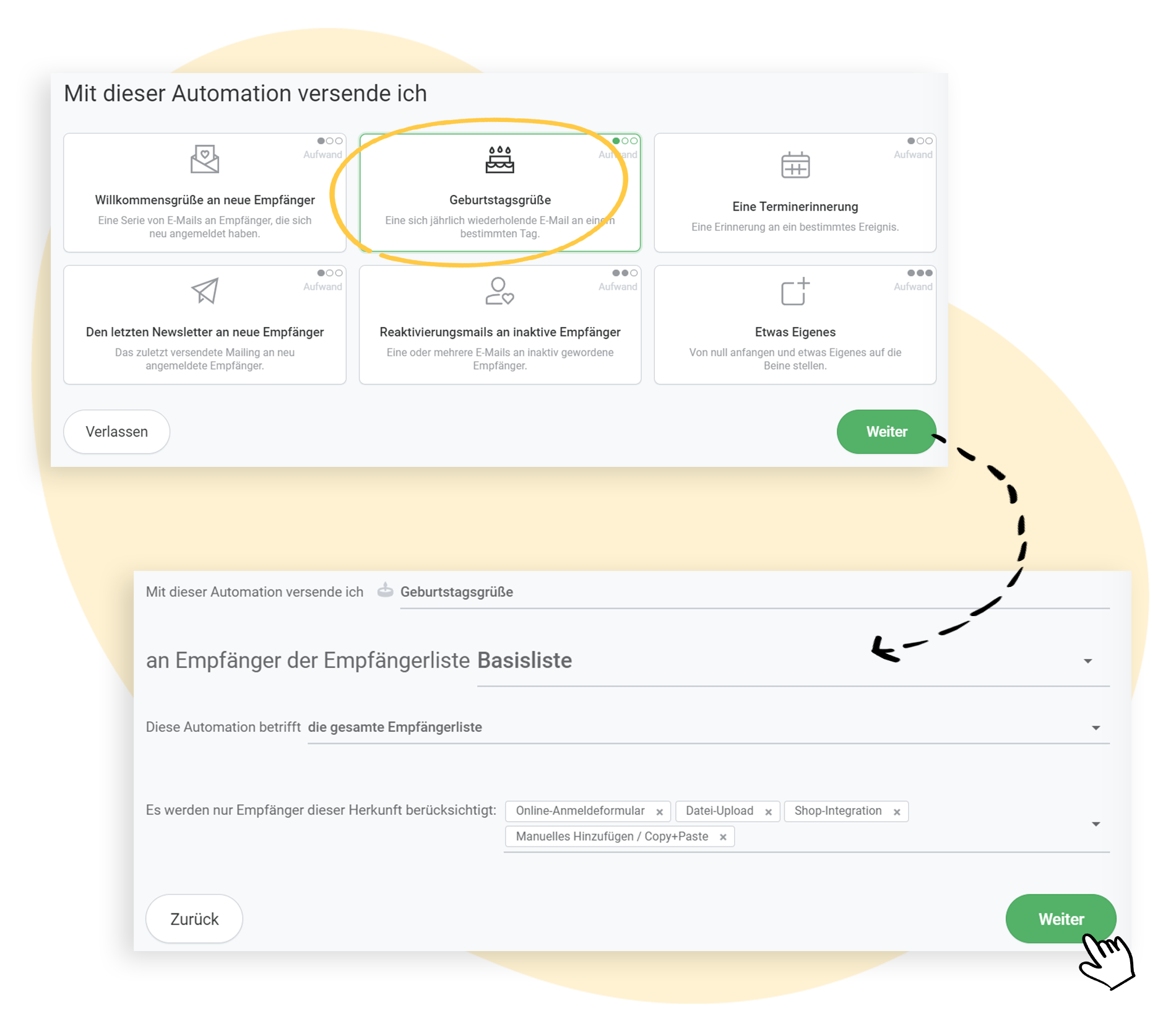 Use Case GeburtstagsgrüÃe und Voreinstellungen