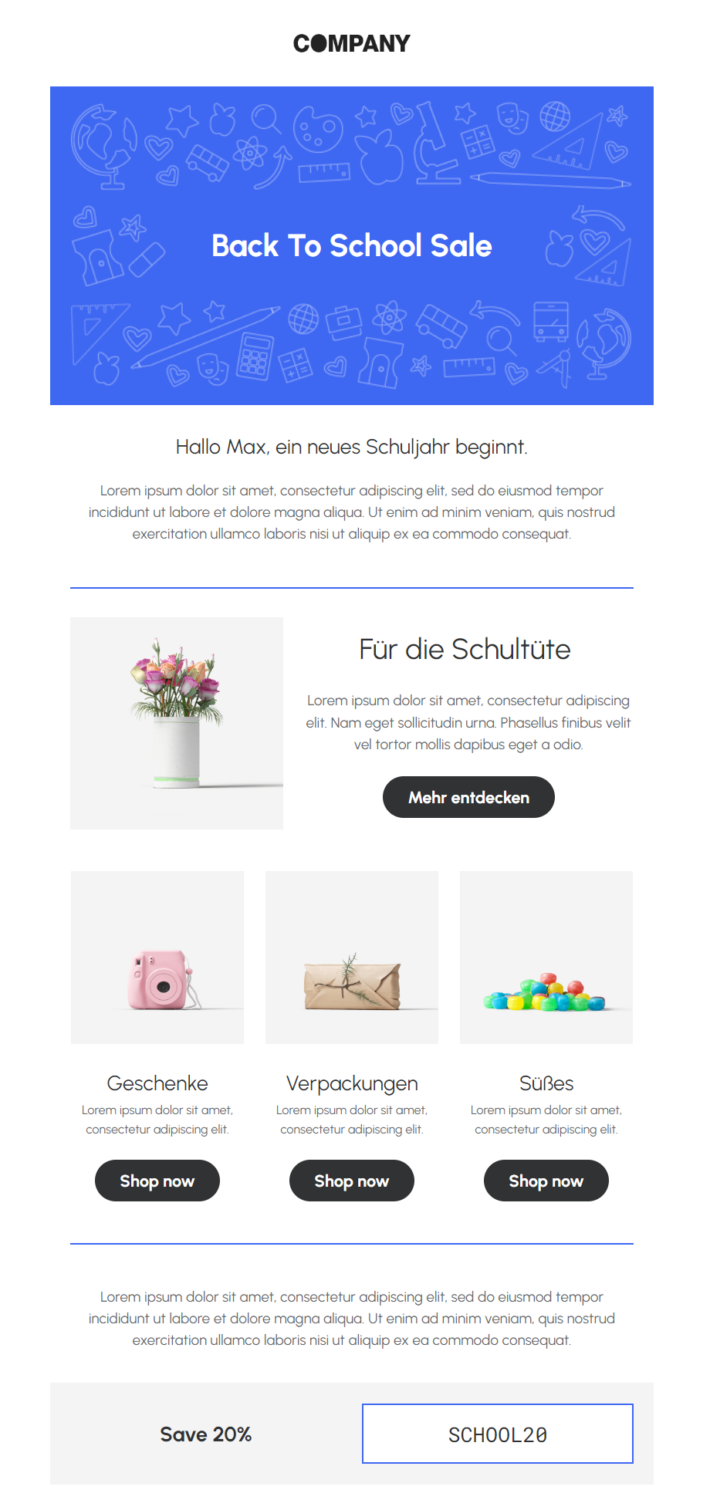 Vorlage fÃ¼r Einschulungs-Newsletter